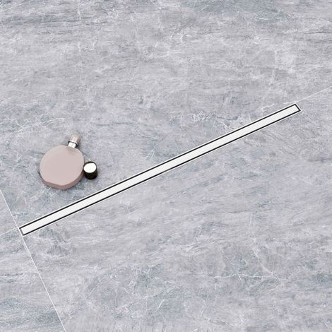 AICA Caniveau de douche en acier inoxydable sus304,  panneau étroit ，Base réglable sur 360，avec désodorisant et filtre à cheveux, tuyau de douche siphonné, longueur 800mm (1/5)
