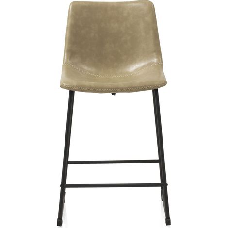 Lot de 2 tabourets rembourrés couleur crème avec pieds en métal noir (1/5)