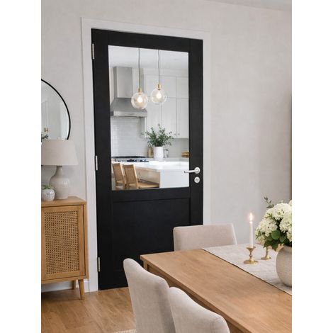 Bloc Puerta de Taller Negro Sin MÃ©nsula H204 x L73 cm Cara Tabla P. derecha, manilla Pomerol GD MENUISERIES