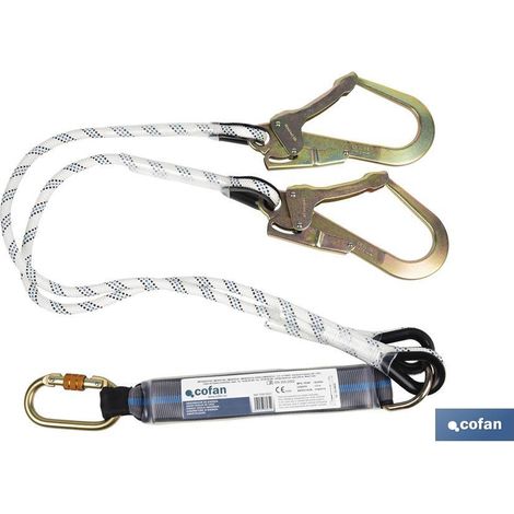 eslinga bifurcada de cuerda trenzada con absorbedor de energía 1,50 m y 2 ganchos (1/4)