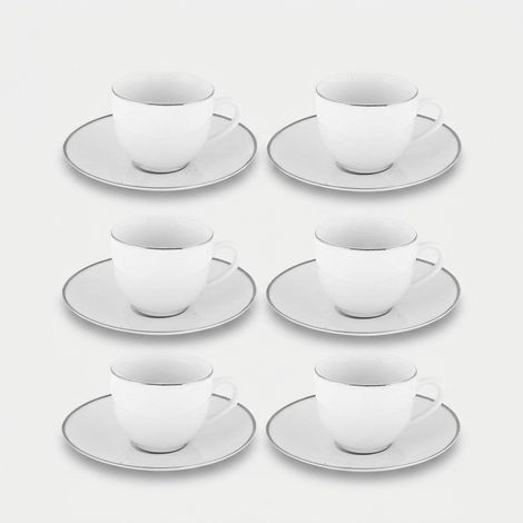 Set aus 6 Kaffeetassen aus Porzellan mit Untertassen Platinum Chic (1/3)
