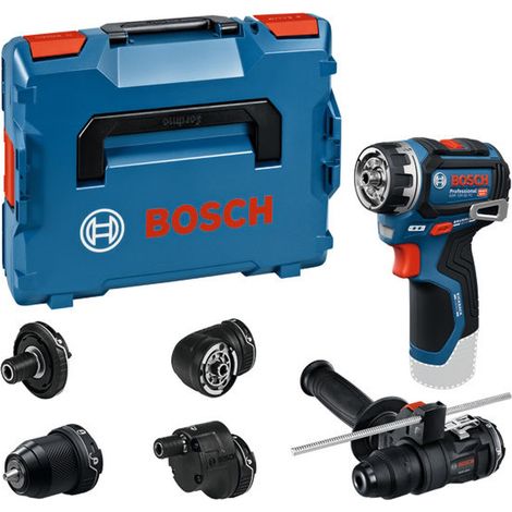 Bosch – Akku-Bohrschrauber 12V – Brushless-Motor – Drehmoment 32Nm – FlexiClick System mit 4 Aufsätzen – L-BOXX (ohne Akku) (1/5)