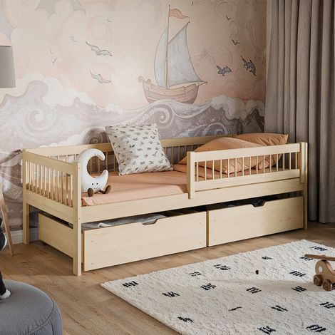 Letto 90x190 rete a doghe e cassetti inclusi Edouard Legno