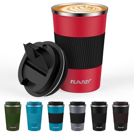 Tlater 380 ml Thermal Stainless Steel Travel Coffee Mug Leak-proof Lid (1/5)