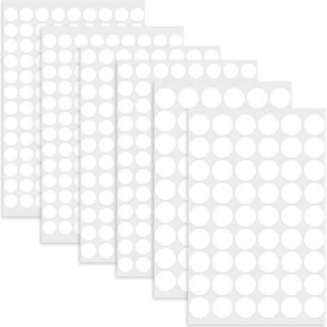 534 Pièces Cache Vis Autocollants, Pastilles Blanches Autocollantes Cache vis pour Meubles, 13mm, 15mm, 20mm, Couvre-Trou Vis Adhésif pour Armoires, Tiroirs, Tables, Protection Durable et Esthétique (1/5)