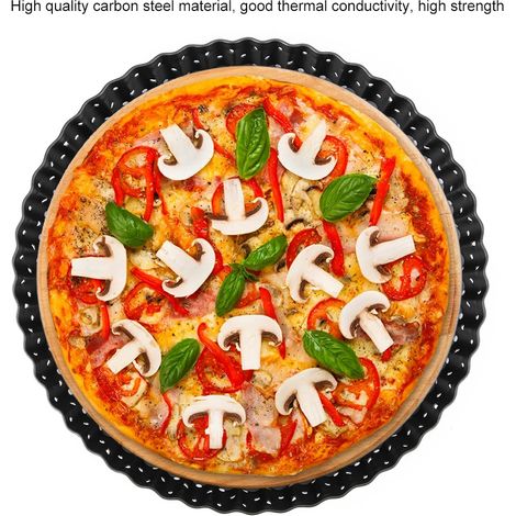 Antihaftbeschichtete Pizzapfanne aus Kohlenstoffstahl – Küchenhelfer für den Backofen (Durchmesser 20 cm) (1/5)