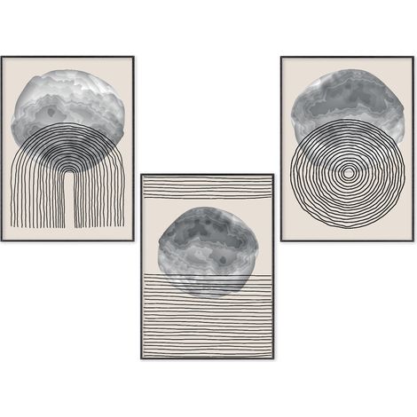 Lupia POSTER Set 3 stampe da parete LINES A3 29,7x42 cm ART PRINTS METAL finitura metallizzata per soggiorno, camera da letto, cucina, astratti alta qualita', SENZA CORNICE (1/4)