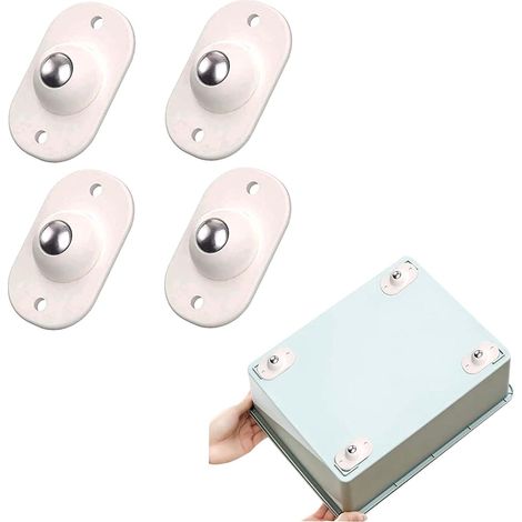 Lot de 4 roulettes pivotantes adhésives en acier inoxydable, mini roues 360° silencieuses pour caisses et bacs de rangement, fixation autocollante (1/5)