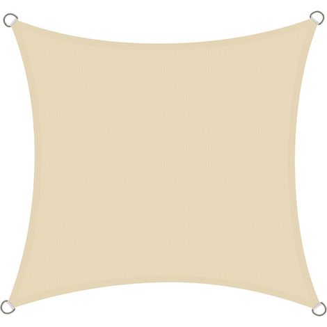 Voile d'ombrage Carré 2.5x2.5 m - Toile Ombrage Extérieur Triangle HDPE Respirant (185g/m²) Voile Ombrage avec 98% de Protection UV pour Patio Jardin Pergola, Crème (1/5)