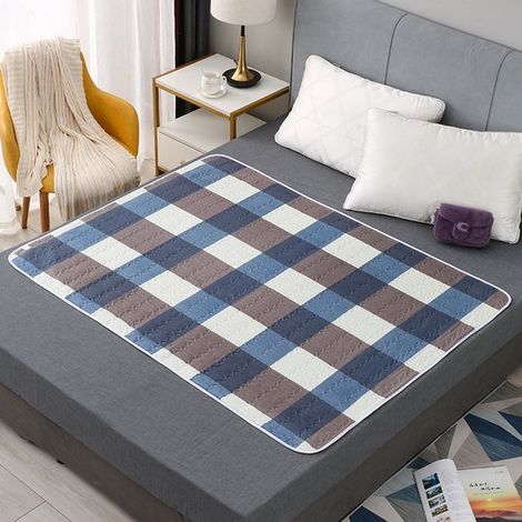 Alèse imperméable à carreaux vintage (120 x 150 cm) – Grand matelas lavable – Protection anti-fuites pour les personnes âgées alitées, pendant les règles et pour les étudiants (1/2)