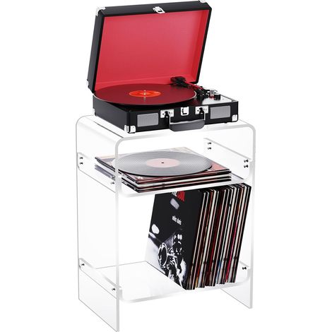 Table d'appoint en Acrylique, Petite Table de Chevet, Meuble Platine Vinyle, pour Salon, Chambre (Transparente, 45 x 30 x 58 cm) (1/5)