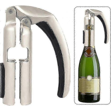 Tire-bouchon pour bouteille de champagne : ouvre-bouteille à vin mousseux - tire-bouchon de cuisine argenté (1/5)