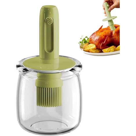 Filiyano-Distributeur d'huile d'olive en verre 2 en 1 avec brosse rétractable en silicone – Bouteille d'huile étanche pour la cuisson, les grillades (1/5)