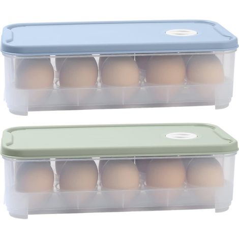 Boîte À Œufs - 10 Unités - Avec Réglage De Date - Empilable - En Plastique - Pour Réfrigérateur Et Cuisine - 24,5 X 12 X 7 Cm - 2 Pièces (1/5)