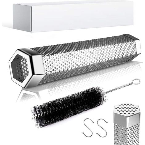 Smoke Tube - Hexagonal Stainless Steel Cold Smoking Tube for Wood Pellets - Compatible with Electric Gas Charcoal Grills and Smokers - 1 Piece (1/5)