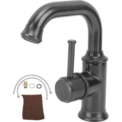 Robinet Vintage G1/2, style européen antique, laiton massif noir pour lavabo de salle de bain vasque (1/5)
