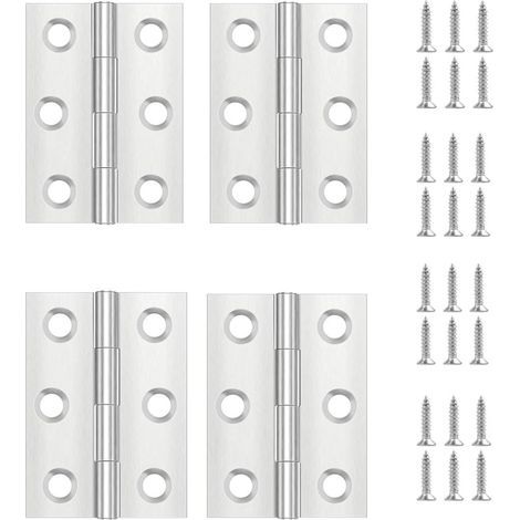 4-teiliges Türscharnier-Set, Edelstahlscharnier, unsichtbares Scharnier, Flachscharnier, für Schranktüren/kleine Türen/Schubladen/Fenster/Klavier/Schmuckkästchen, Möbelbeschläge (1/5)