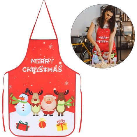 Tablier de Noël, tablier de cuisine, cadeau de décoration de Noël approprié pour maman, épouse et chef (1/5)