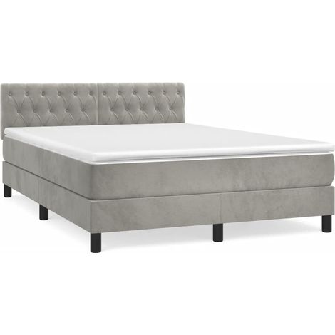 Maison Exclusive - Cama box spring con colchón terciopelo gris cl (1/5)