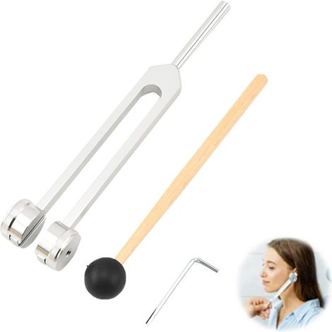 128-Hz-Stimmgabel mit Hammer, Stimmgabel aus Aluminiumlegierung, Stimmgabelständer, Silikon-Stimmgabel, Stimmgabel zur Chakra-Balance, Klangtherapie, Stressabbau, versilbert (1/5)