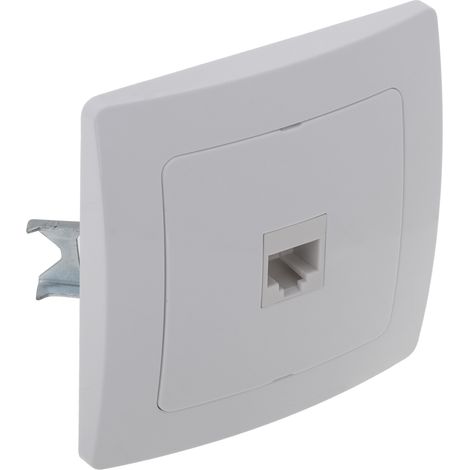 BeMatik - Prise ethernet RJ45 encastrable avec plaque de finition 80x80mm série Lille blanc (1/5)