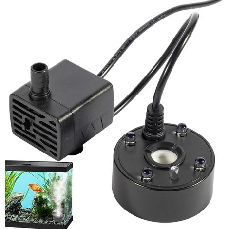 Nébuliseur USB, nébuliseur d'eau, nébuliseur à ultrasons avec lumières LED, nébuliseur d'étang, machine à brouillard, fumier pour fontaine d'eau, 5 V (1/5)