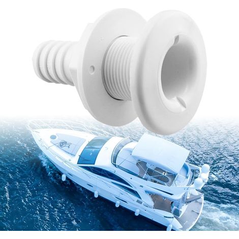 Passe Coque Bateau, Raccord de Coque Traversante 1-1/2 Zoll 38mm Bouchon Vidange Bateau ABS Raccord de Tuyau en Plastique Accessoire de Sortie de Vidange pour Bateau, Yachts, Blanc (1/5)