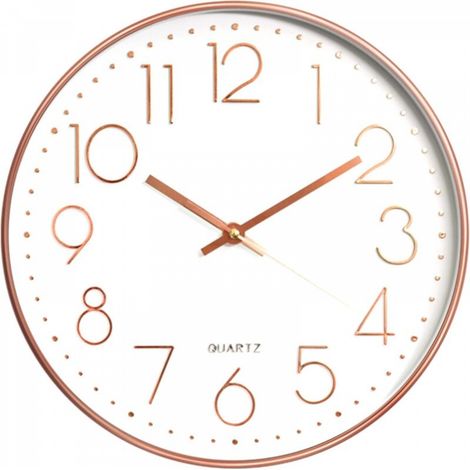 30 CM Silent Non-Ticking Grande Horloge Murale silencieuse sans tic tac décorative pour Cuisine Salon Chambre Bureau (Or Rose) (1/5)