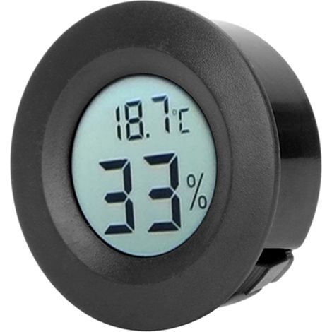 Mini thermomètre-hygromètre numérique circulaire intégré avec écran LCD, pour intérieur, noir. (1/5)