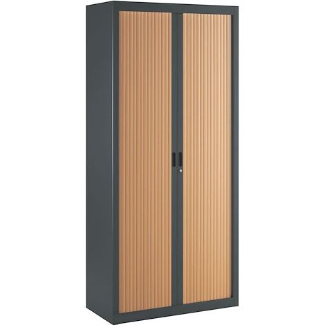 Armoire à rideaux démontables Economique 195 x 90 cm anthracite-hêtre - Maxiburo