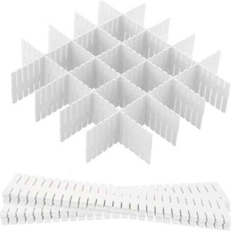 Set di 16 divisori regolabili per cassetti, divisori regolabili per cassetti, per biancheria intima, calze, cosmetici, camera da letto, ufficio (32 x 7 cm)