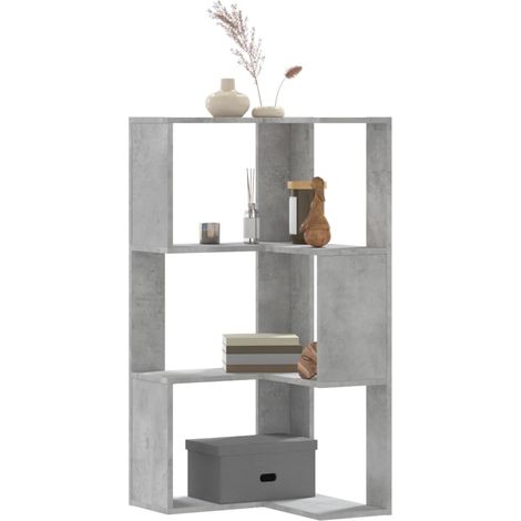 Eck-Bücherregal 3 Böden Betongrau 50x50x102 cm Holzwerkstoff