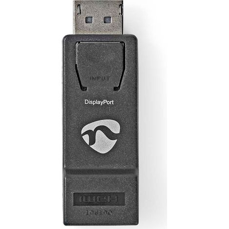 Adaptador displayport displayport macho hdmi hembra 4k30hz niquelado recto redondo abs abs negro caja