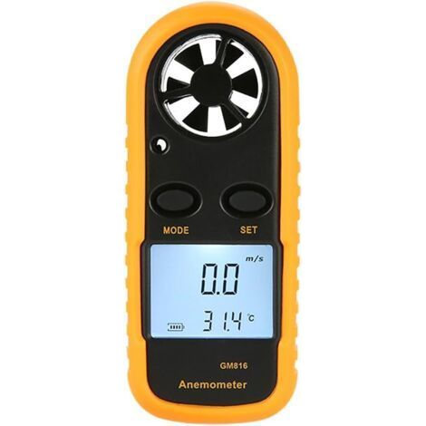 PA Anémomètre de poche, mini-jauge de vitesse du vent et de température avec écran LCD numérique pour planche à voile, cerf-volant, voile, surf, pêche (1/4)