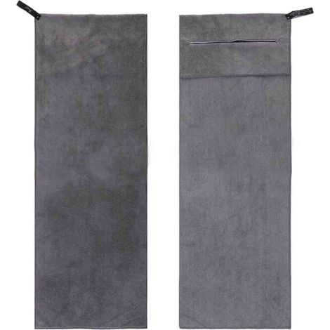 toalla deportiva de microfibra, de secado rápido, con bolsillo con cremallera y antideslizante, ideal para fitness y sauna. (1/5)