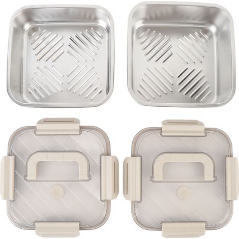 Boîte de Conservation Alimentaire - 2 Contenants Hermétiques en Acier Inoxydable pour Réfrigérateur (20.5 cm) - Stockage Fruits et Aliments Multifonctionnel (1/5)