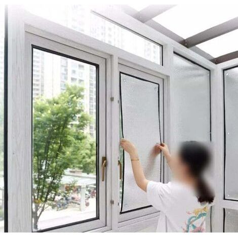 QORVA - Hitzebeständige Sonnenschutzfolie, wiederverwendbare aluminisierte Folie, Sichtschutzfolie für Fenster, blickdichte Glasfolie 9 mm dick, elektrostatische Fensterfolie, mit Saugnapf (50 x 70 cm (1/5)