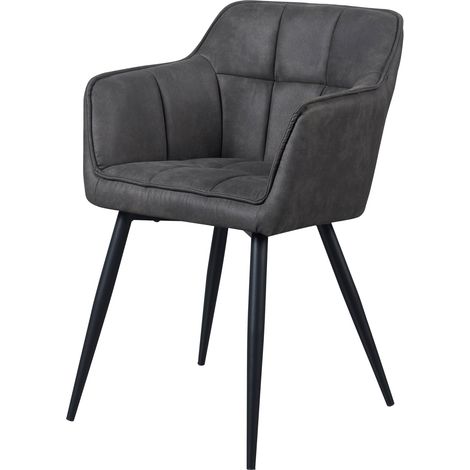 Set di 2 sedie da pranzo/soggiorno/cucina dal design moderno 81 x 57 x 53 cm grigio scuro/nero 030009605