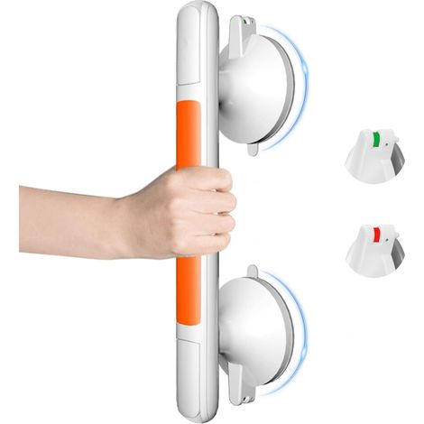 Ventouse de Poignée Douche, Poignée Ventouse pour Salle de Bain, Poignée Baignoire de Sécurité, Barre d'Appui Salle de Bain, Barres d'appui de Douche pour Seniors(Orange) (1/5)