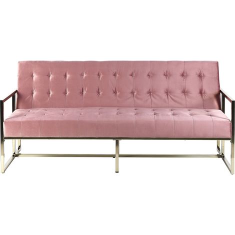 Schlafsofa 3-Sitzer MARSTAL Samtstoff Rosa