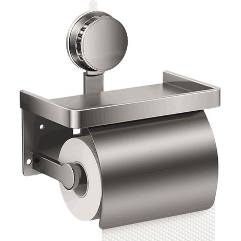 Support de papier toilette de salle de bain, distributeur de papier toilette à ventouse avec support de rangement et étagère, support de rouleau de papier toilette pratique, facile à installer (1/5)