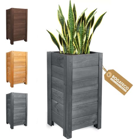 Jardinière Haute Bois Bogateco 39x39x79 cm Géotextile Anthracite (1/5)