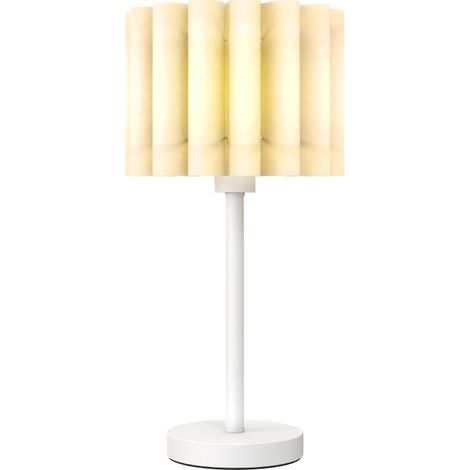 Lampada da tavolo con paralume ondulato E27 e interruttore a pulsante, bianca, MODENUIT (1/4)