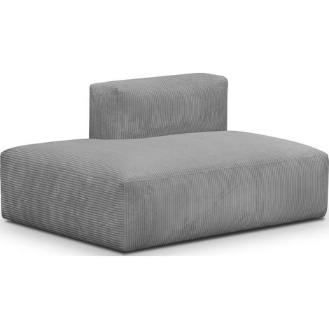 Module d'angle ouvert à gauche 2 places en velours côtelé gris clair - Modulo (1/4)