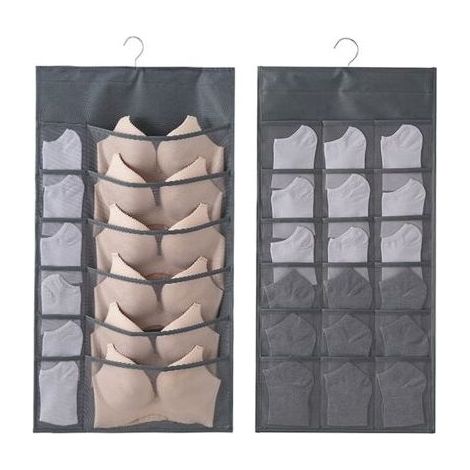 - 2PCS Rangement à Suspendre Sac Organisateur de sous-vêtements pour Armoire Double-Face Penderie Placard Cintre étagères pour Les Soutiens-Gorge, sous-Vêtements, Cravates, Chaussettes, 30 Poc (1/5)