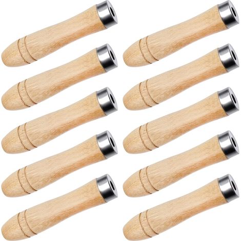 10 pezzi di manico per lima in legno con collari in metallo, manico per lima in legno, manico per lima in legno per strumento di taglio manuale della lima
