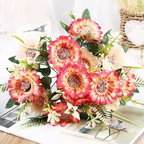 Fleur Artificielle Tournesol - Plante Décorative en Soie Réaliste - Tige Longue 32 cm - Diamètre Fleur 7,5 cm - Pour Intérieur Bureau Mariage - 1 Pièce (1/5)