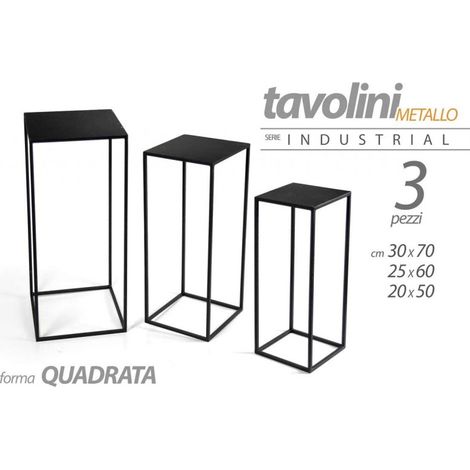 Set de 3 mesas de metal 30x70, 25x60 y 20x50
