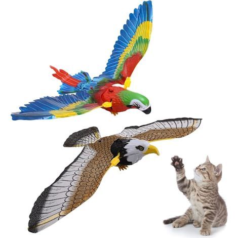 2 pièces oiseau volant jouet pour chat simulation oiseau interactif jouet pour chat électronique son oiseau jouets électrique (1/5)