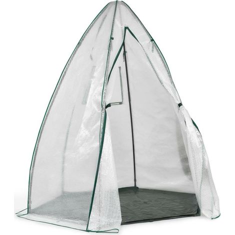 Terre Jardin – Serre de jardin polycarbonate forme dôme 'tipi' – Ø 160 cm x H. 180 cm – Structure acier – Bâche 130 gr/m² – Porte zippée et fenêtre d'aération